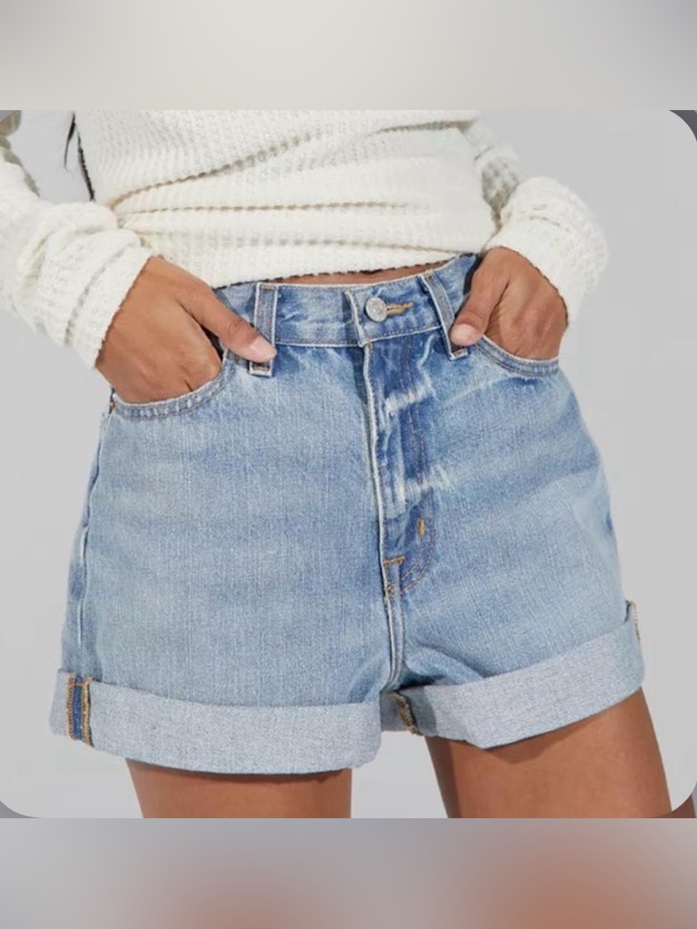 Urban Outfitters BDG High-Waist Mom Shorts - Light Blue Denim Shorts